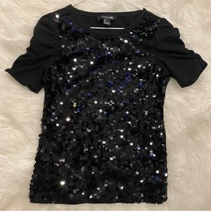 Black Dressy Tee with Palliettes (sequins)